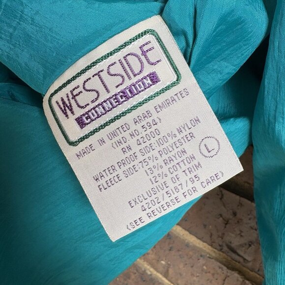 Vintage Westside Connection￼ Reversible Sweatshirt Jacket Gray Teal Womens Large - Picture 6 of 10